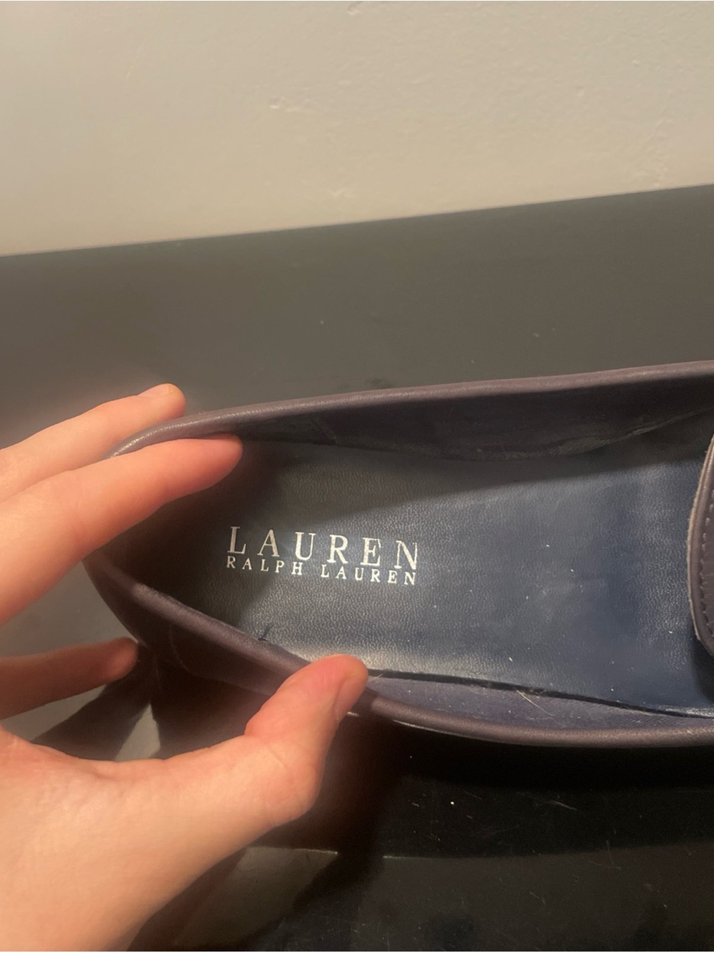 Lauren Ralph Lauren Women's Cayla Slip-On Loafers Leather Black Silver Chain 9 B - Picture 7 of 8